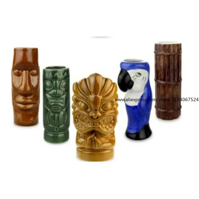 هاواي السيراميك TIKI الإبداعية كوكتيل الزجاج الإغاثة الزجاج كوب تيكي زومبي وجه الإنسان