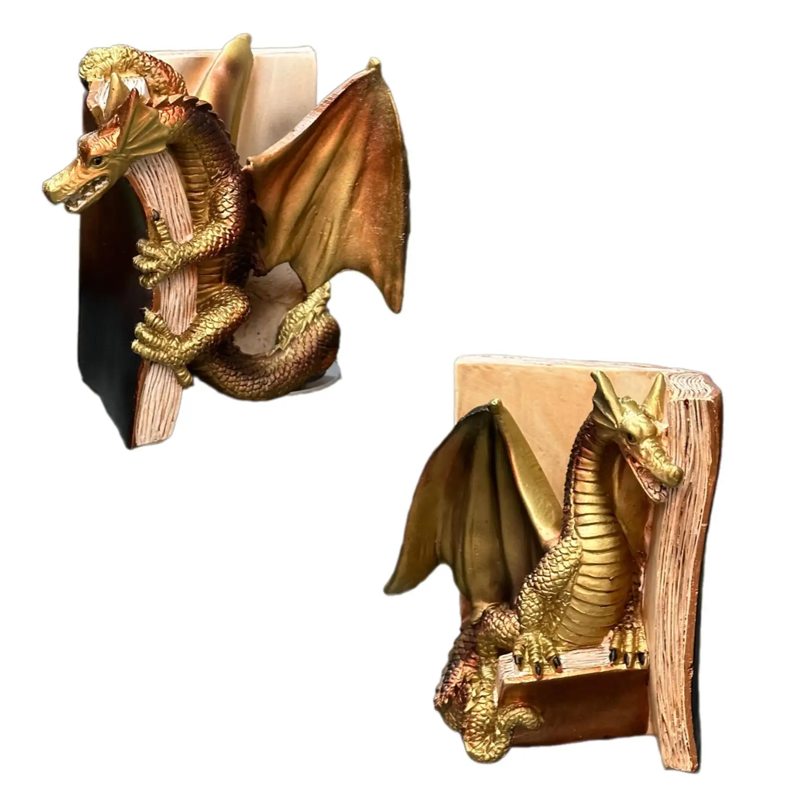 2 Pieces Dragon Bookends Gifts Artwork Animal Decor Ornament Dragon Sculpture