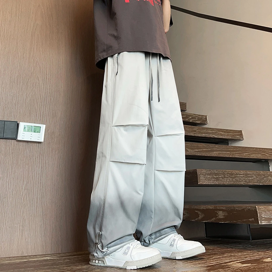 Vintage Gradient Cargo Pants Men Plus Size 8XL Straight Pants Fashion Casual Loose Trousers Male Big Size 8XL
