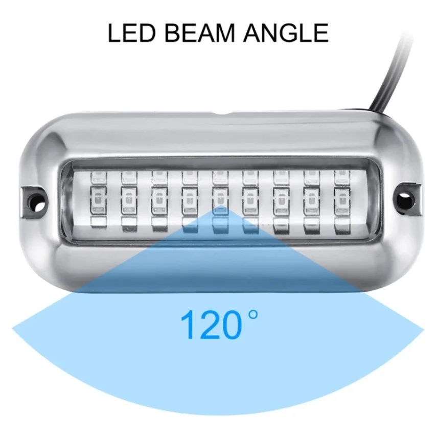 1Pc 80W 42 LEDs Boat Light Universal Stainless Steel Waterproof Boat Underwater Pontoon Transom Lamp Yacht Cabin Deck Tail Light