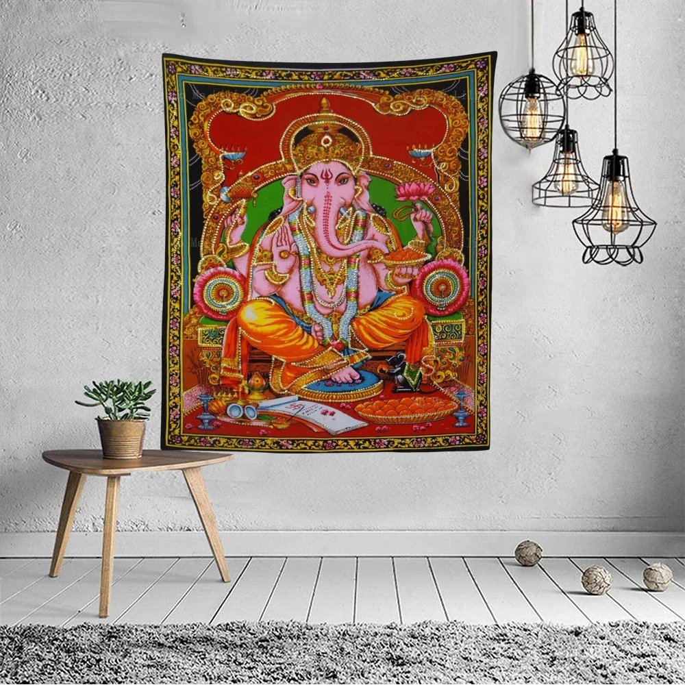 Hindu God Lord Ganesha Krishna Playing The Flute Nation Boho Religious Tapestry By Ho Me Lili For Bedroom Living Room Decor