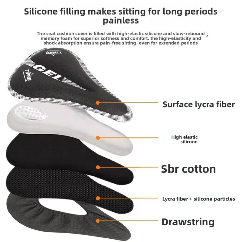 TTPRO Gel Bicycle Seat Cushion Cover Thick Silicone Memory Foam Saddle Pad Universal for Road Mountain Bike Cycling Accessories image 4