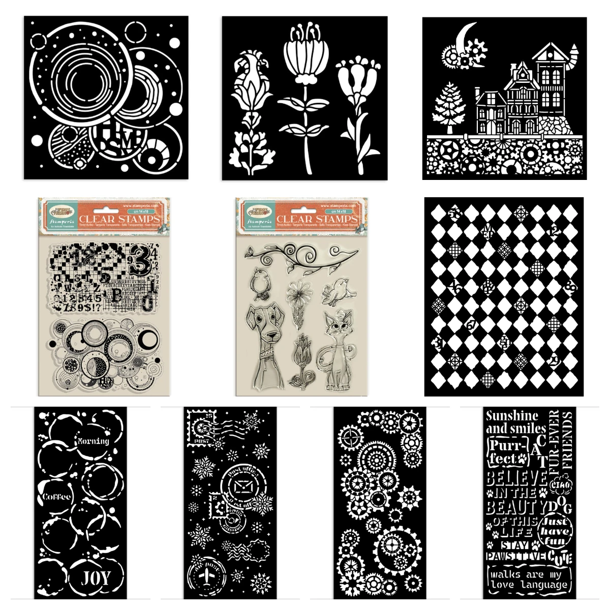 

Dog Patterns Silicone Stamps and Layering Stencils Christmas Snowflakes Stencil Set for Scrapbooking Embossing DIY Album Molds