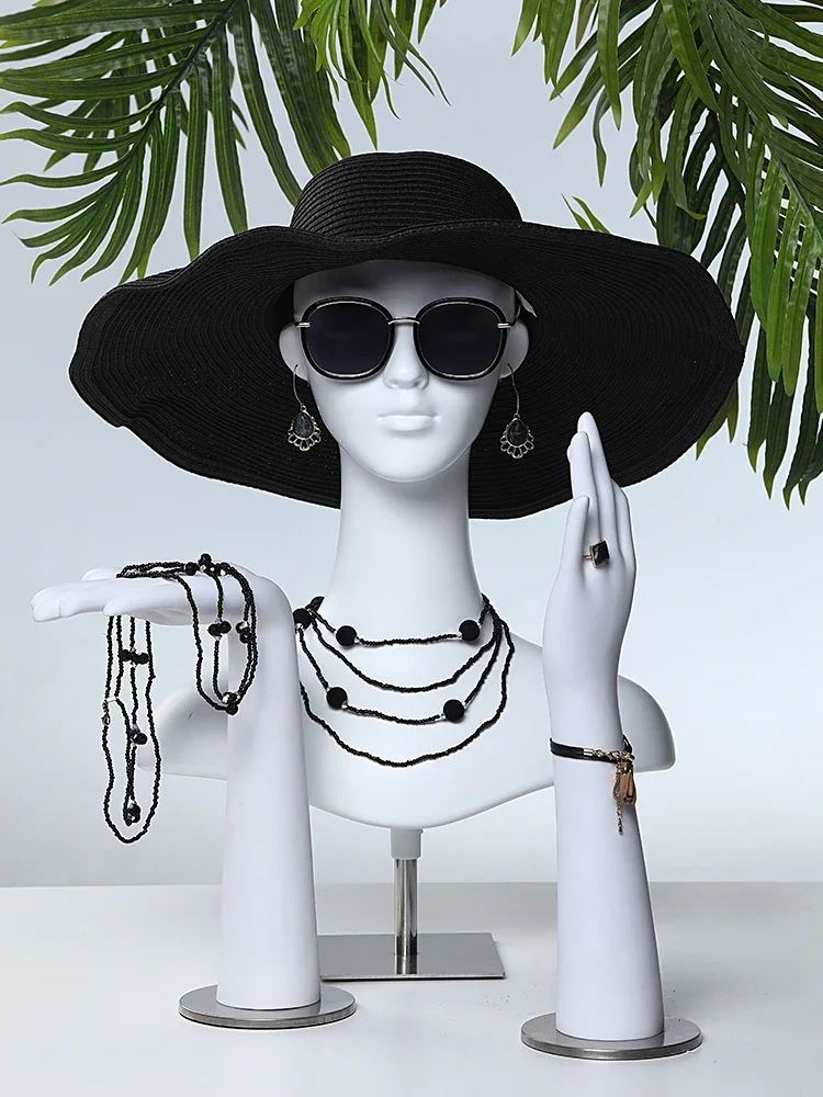 

Luxury Female Mannequin Dummy Head with Shoulders Mannequin Hands for Wigs Jewelry Necklace Hat Display Manikin Torso