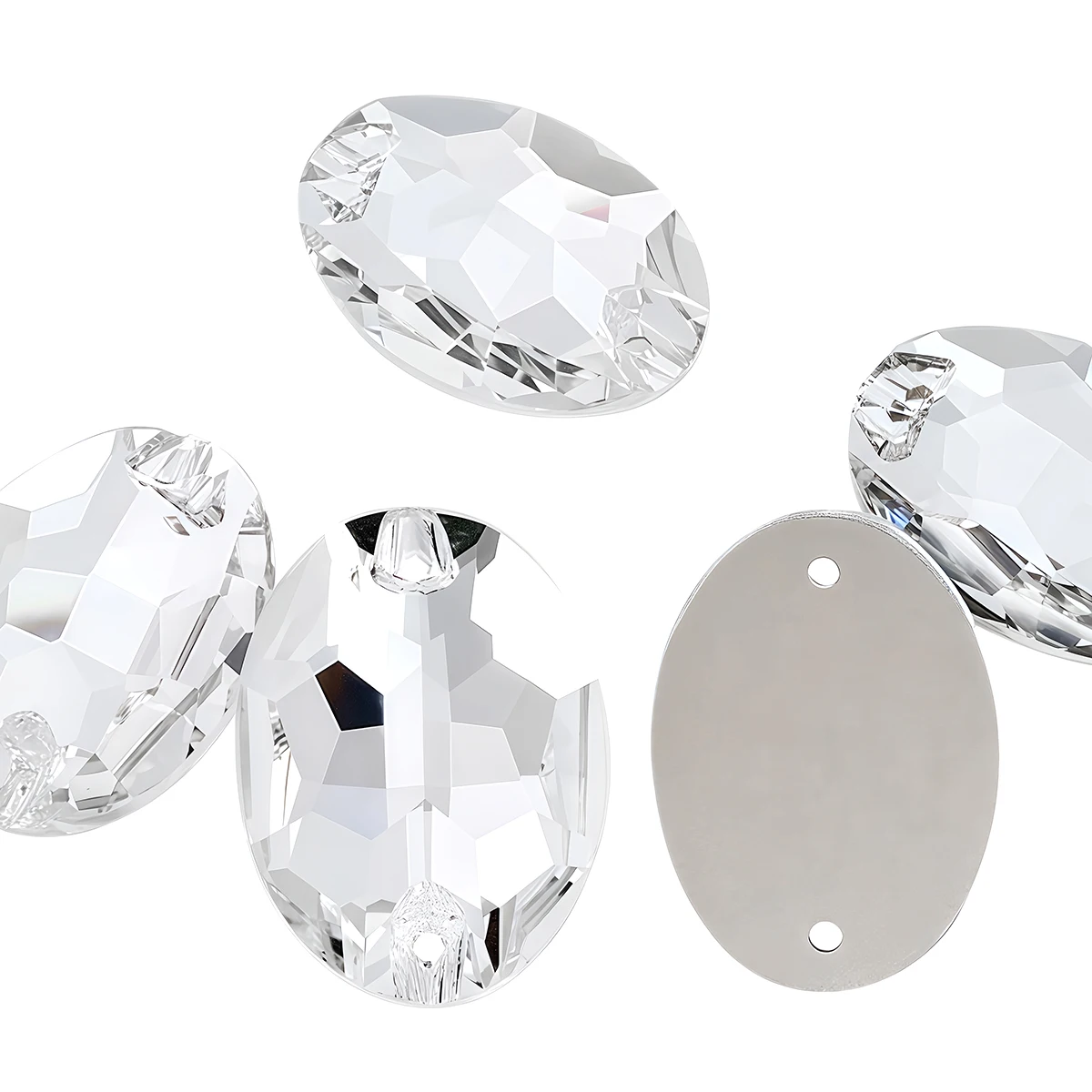 Oval Ellipse Crystal Clear Glass Rhinestone with 2 Holes Flat Back Sew On Strass Craft for Wedding Clothes Bags Garment Ornament view 5