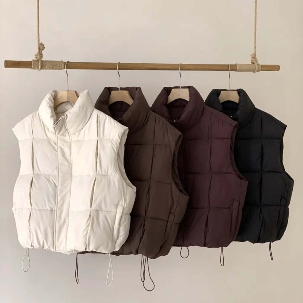 

Теплый короткий женский жилет в европейском стиле с утиными перьями, хлопковая черепаха, пенопластовый топ без рукавов с воротником-стойкой, большие размеры