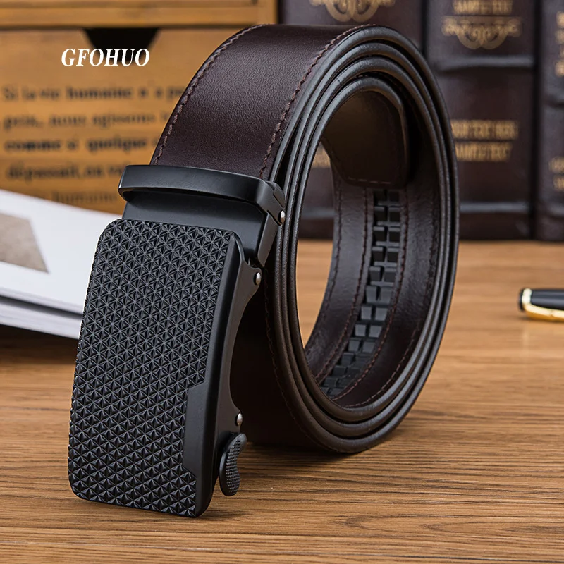 

3.8cm Width Famous Brand Belt Men Top Quality Cowskin Genuine Luxury Leather Belts for Strap Male Metal Automatic Buckle