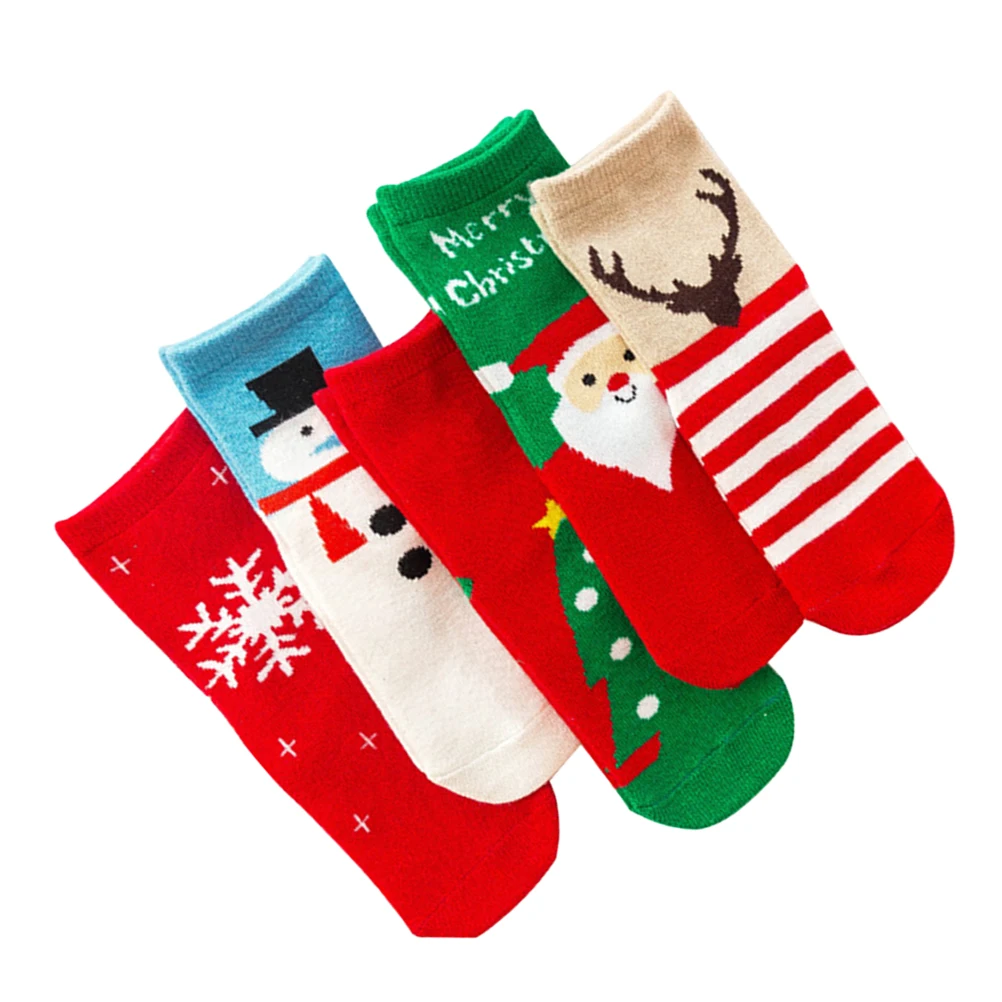 

5pcs Children Christmas Pair Kids Warm Winter Soft Cotton Baby Christmas Warm Socks Feet Protection Kids Socks Fashion Gifts