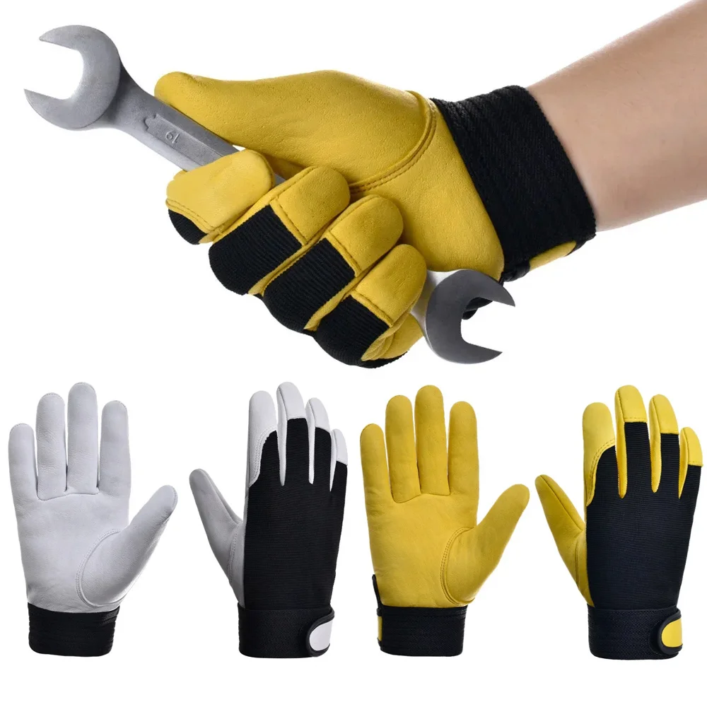 Cowhide Leather Work Gloves Safety Labour Protection Garden Sports Motorcycle Driver Workers Work Welding Wear-resistant Gloves