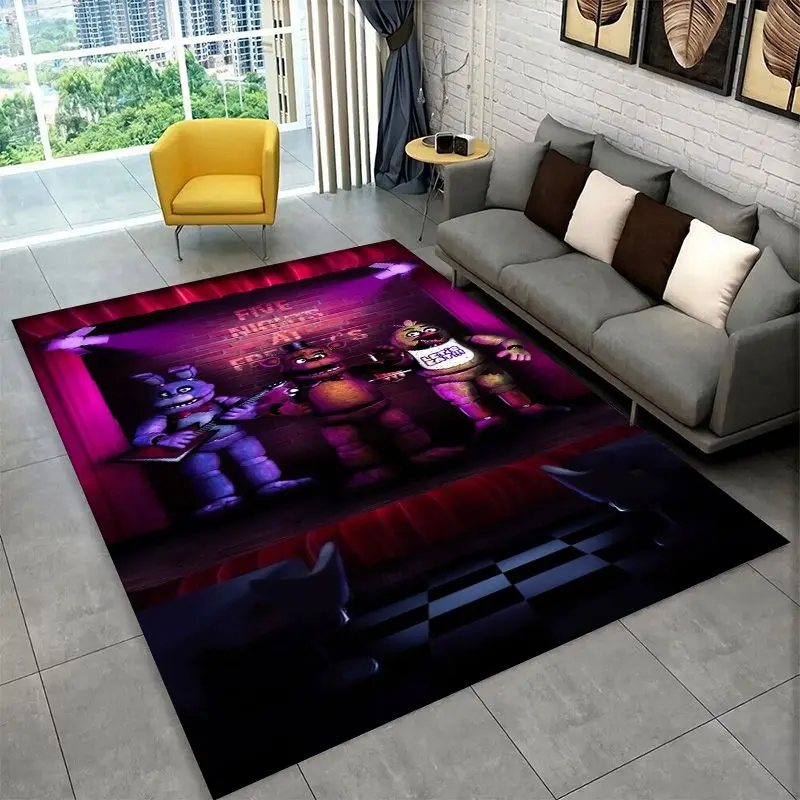 Horror Game F-FNAF Freddy Non-Slip Area Rug for Living Room,Bedroom,Playroom,Soft Carpet Floor Mat Home Decor Rug Kids Room