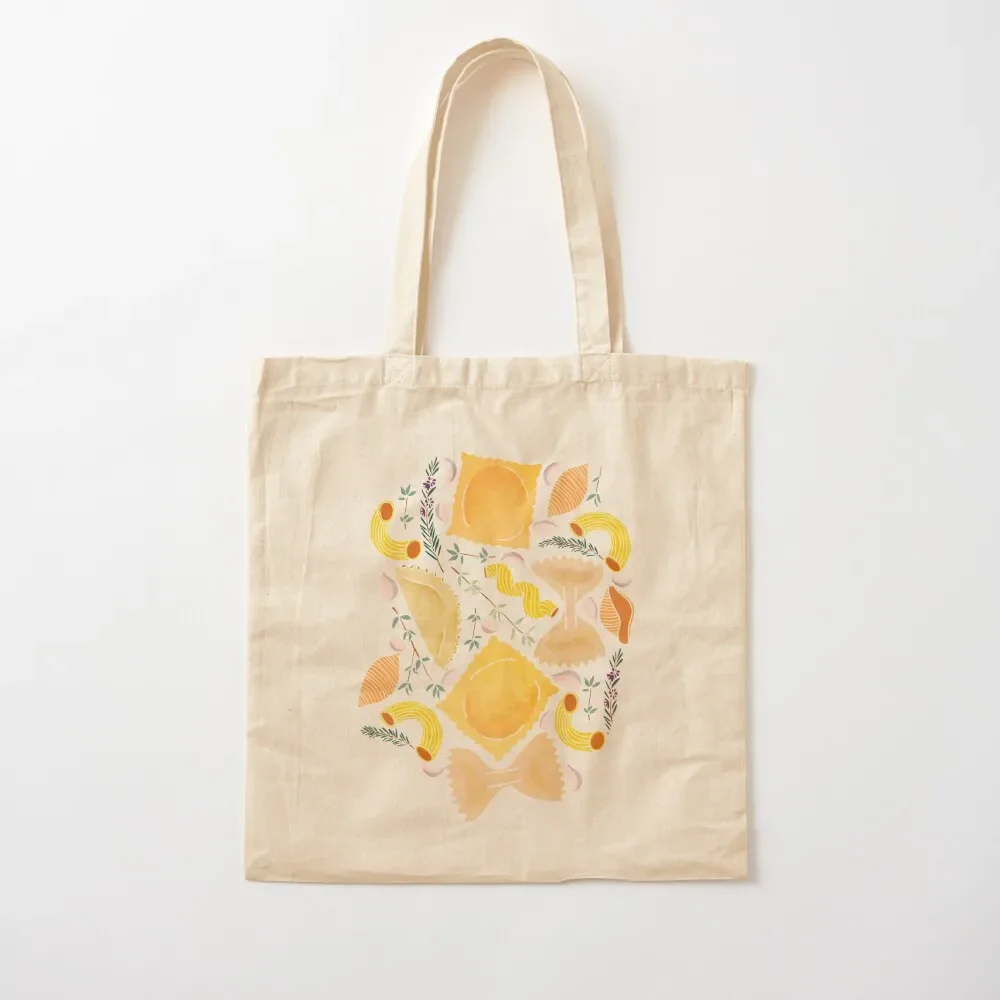 

Pasta Pattern on White Tote Bag foldable reusable bag shopping bag logo shopper women shopper women canvas