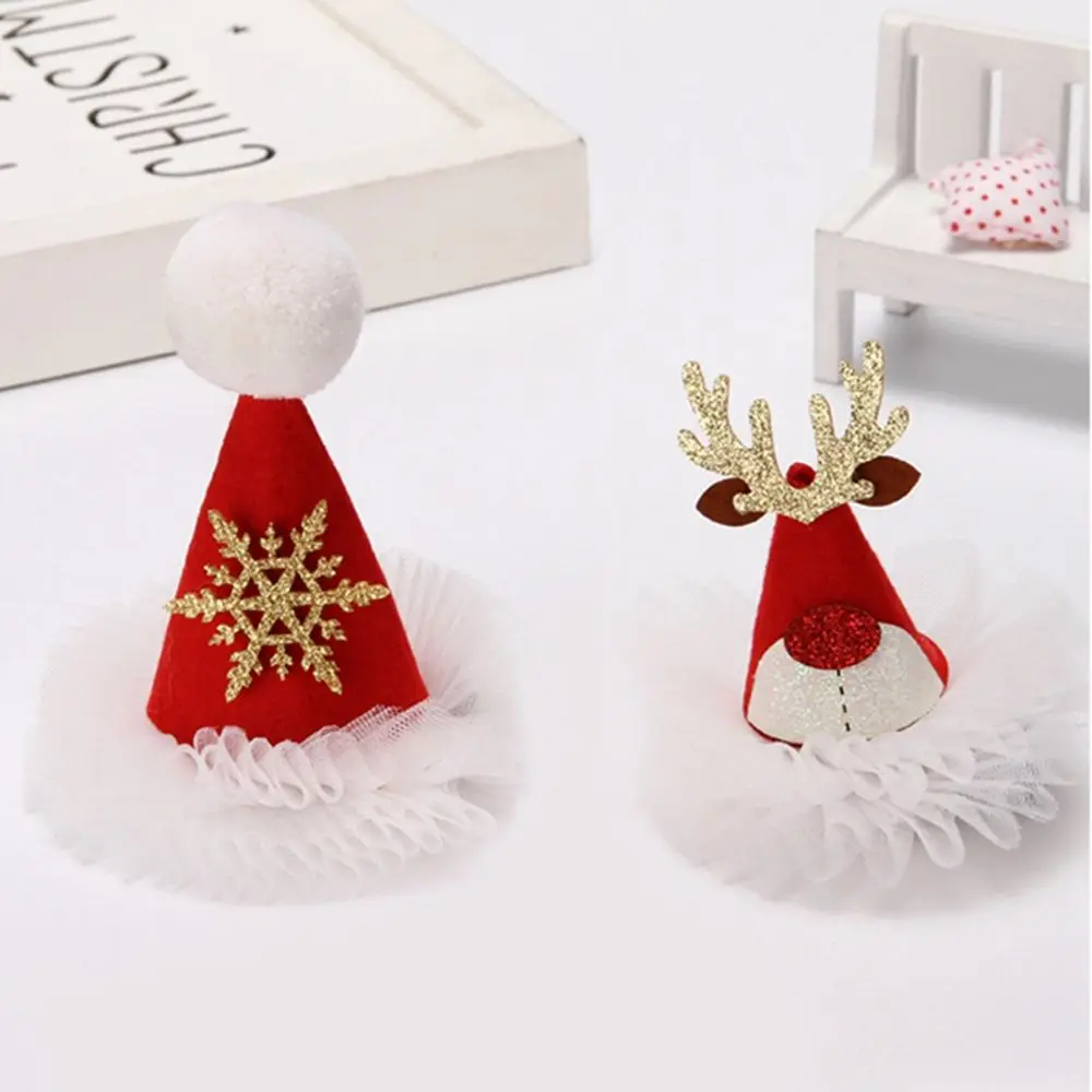 Cute Santa Claus Elk Ears Snowflake Bow Korean Style Headwear  Hair Accessories Christmas Hat Hairpin Christmas Hair Clip