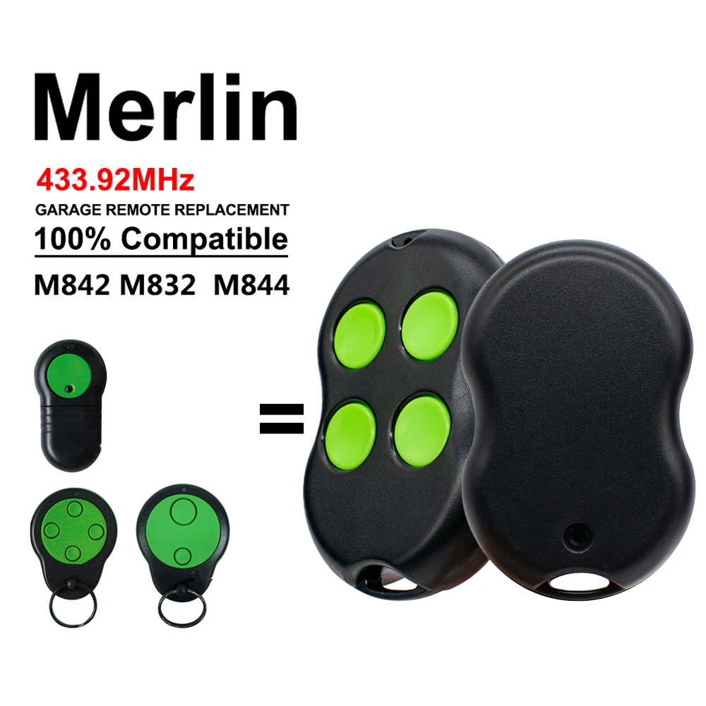 For MERLIN M842 M844 M832 1A6487 230T 430R ProLift Green Buttons Smart 433.92MHz Garage Door Sliding Gate Remote Control Opener