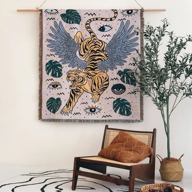 Bohemian Camping Blanket Cover Outdoor RV Picnic Mat Sofa Blanket Casual Bedspread European Luxury Tapestry Rug Boho Decor