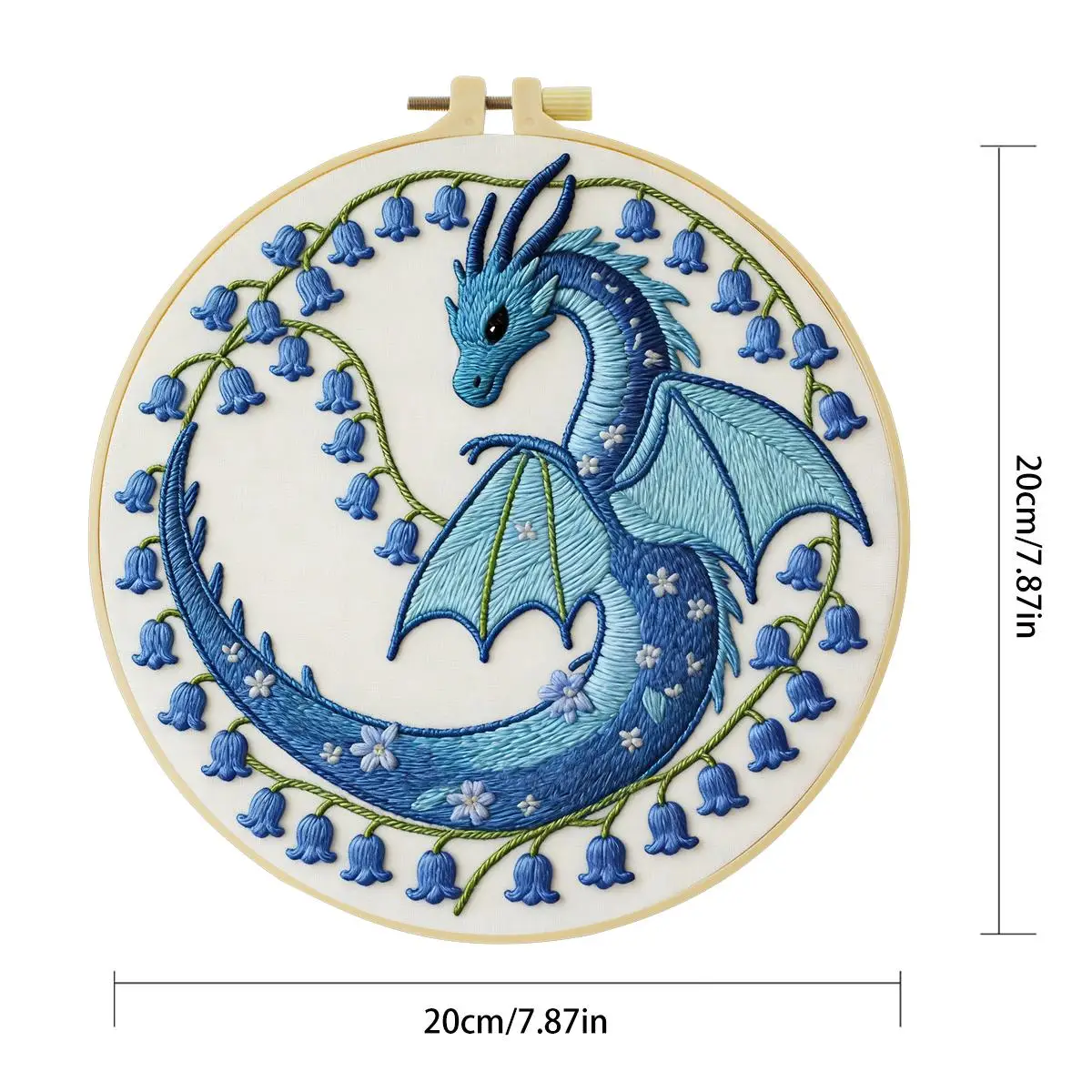 1 Stück 20X20CM/15X15CM 7,87/6,3 Zoll Das blaue Drachen-Stickerei-Starter-Kit DIY-Kit DIY-Stickerei-Set Handarbeiten Nadelkunst – Detail 4