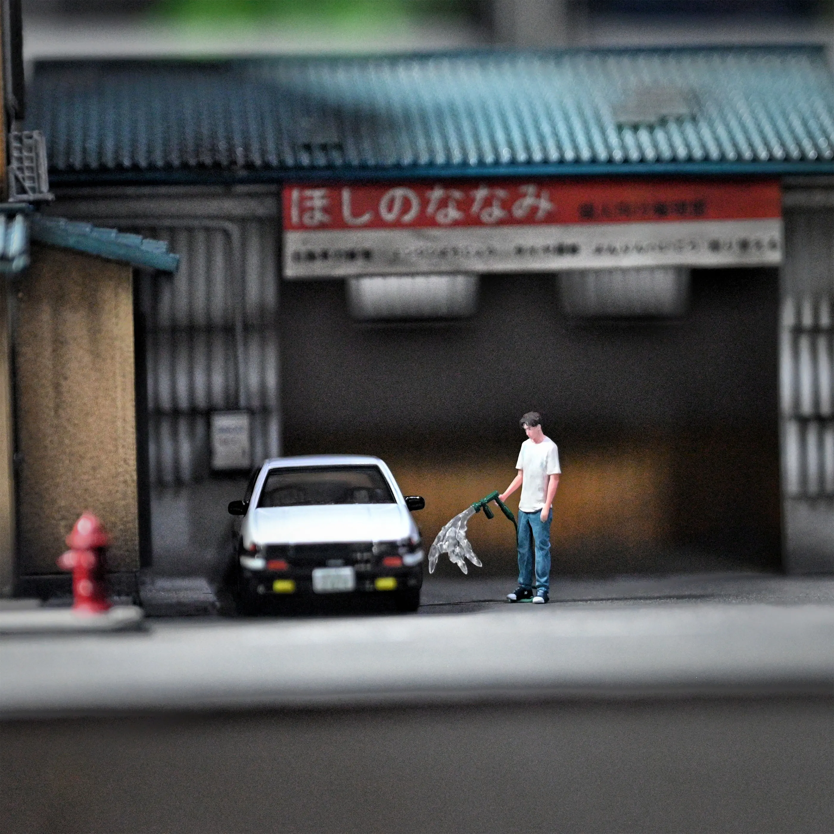 EHC Model Diorama 1/64 Scale Figurines Model Tuohai Refueling & Car Washing Collection Miniature Hand-painted