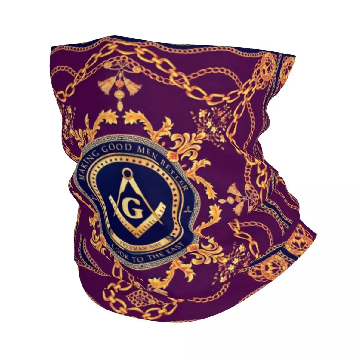 Freemason Baroque Design Bandana Neck Warmer Men Women Winter Hiking Ski Scarf Gaiter Masonic Mason Face Cover