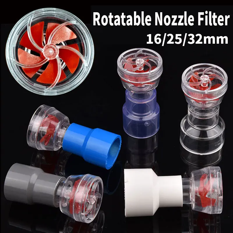 20To16/25/32mm DIY Auto-Rotating 5-Blade Fan Wave Maker Kit for Fish Tank Outlet Tube  Multi-functional Rotatable Nozzle Filter