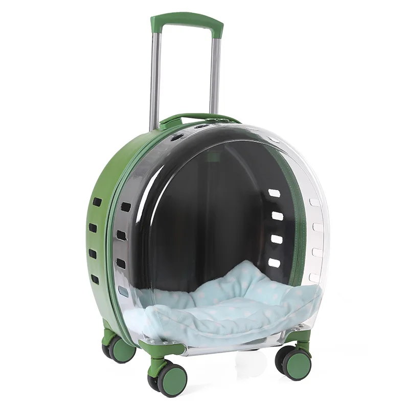 Transparent Capsule Pet Travel Trolley Bag Corgi Out Carrying Case Car Cage Air Box Detachable Suitcase with Wheel