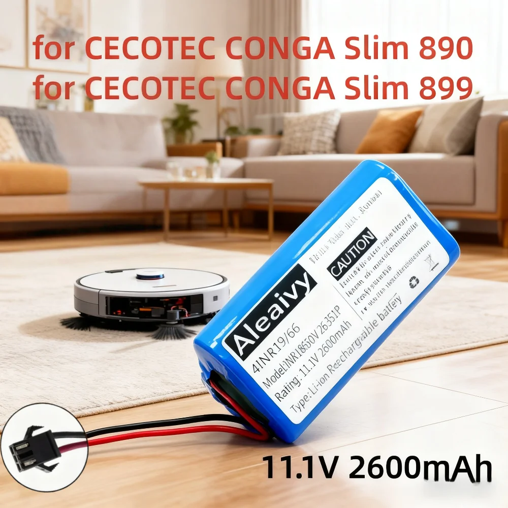 

10.8V/11.1V High Quality Lithium Battery - Original 18650 for CECOTEC CONGA Slim 890/899 Wet Robotic Vacuum