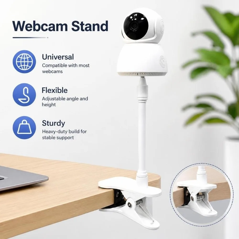 Universal Camera Clamp Mount Flexible Heavy Duty Camera Bracket Punch-free 1/4 Inch Screw Interface Monitor Holder Office