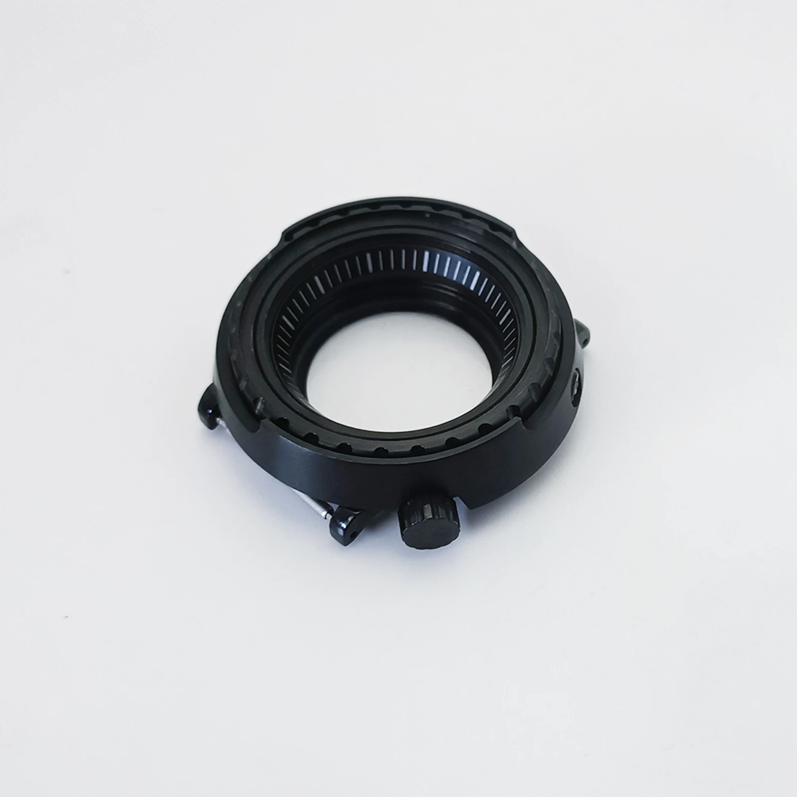 Mod ブラックマグロ缶ケース NH35 ケースアルミニウムインサートサファイアガラスステンレススチール時計ケース