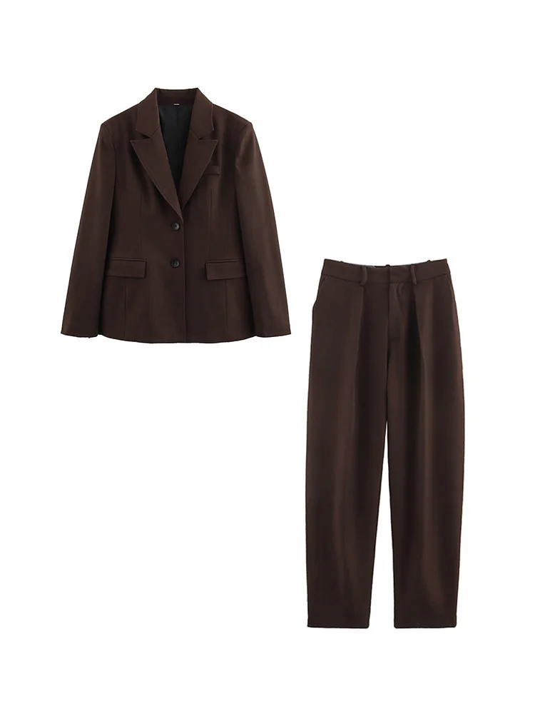 بدلات نسائية صيفية مكونة من قطعتين 2025 سترة متينة غير رسمية معطف وبنطلون ملابس نسائية أنيقة للشارع بدلتين