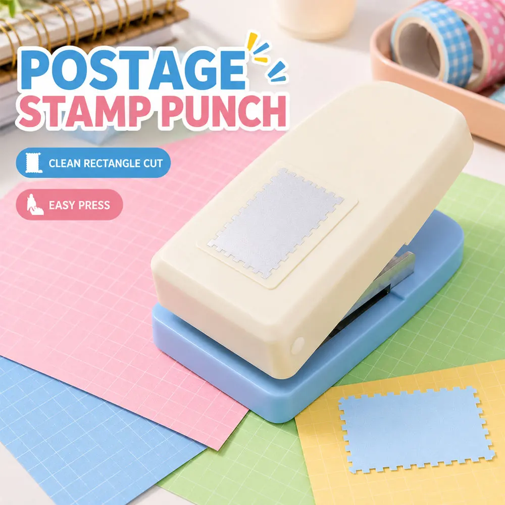 1.2 x 1.6in (3 x 4cm) Rectangle Postage Stamp Craft Punch, Lever Paper Cutter for Scrapbooking, Card Making and DIY Crafts
