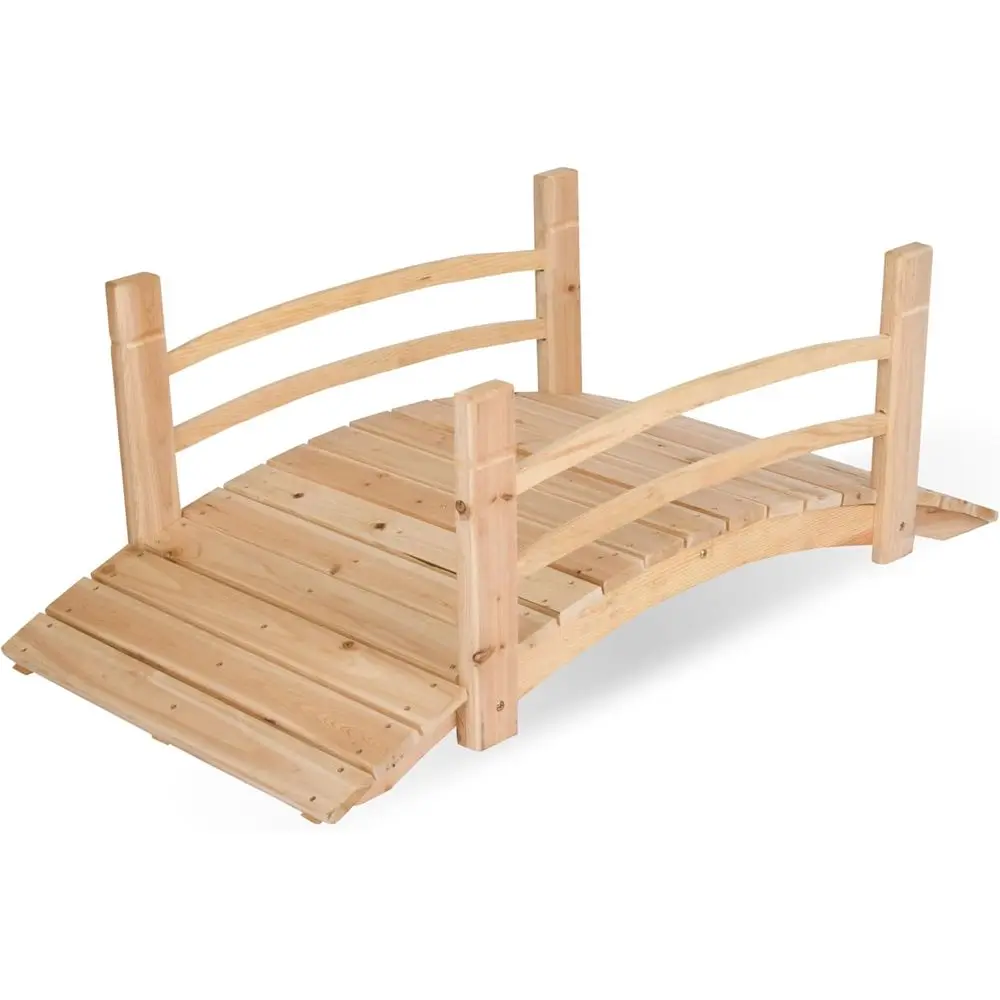 Garden Bridge with Side Rails, Natural Finish, 4980N 4ft Length