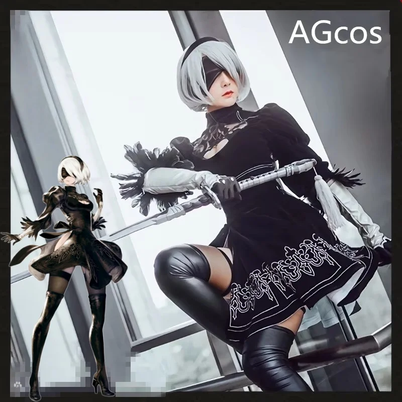 

Anime 2B Cosplay NieR:Automata YoRHa No.2 Cosplay Costume Woman Halloween Outfits Roleplay Uniforms Dress Costumes Cosplay