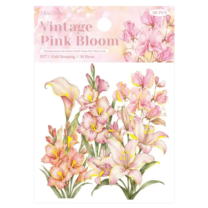 JIANWU Vintage Flower Bloom Bronzing Landscape Material Collage Scrapbooking PET Sticker Creative DIY Journal Stationery view 5