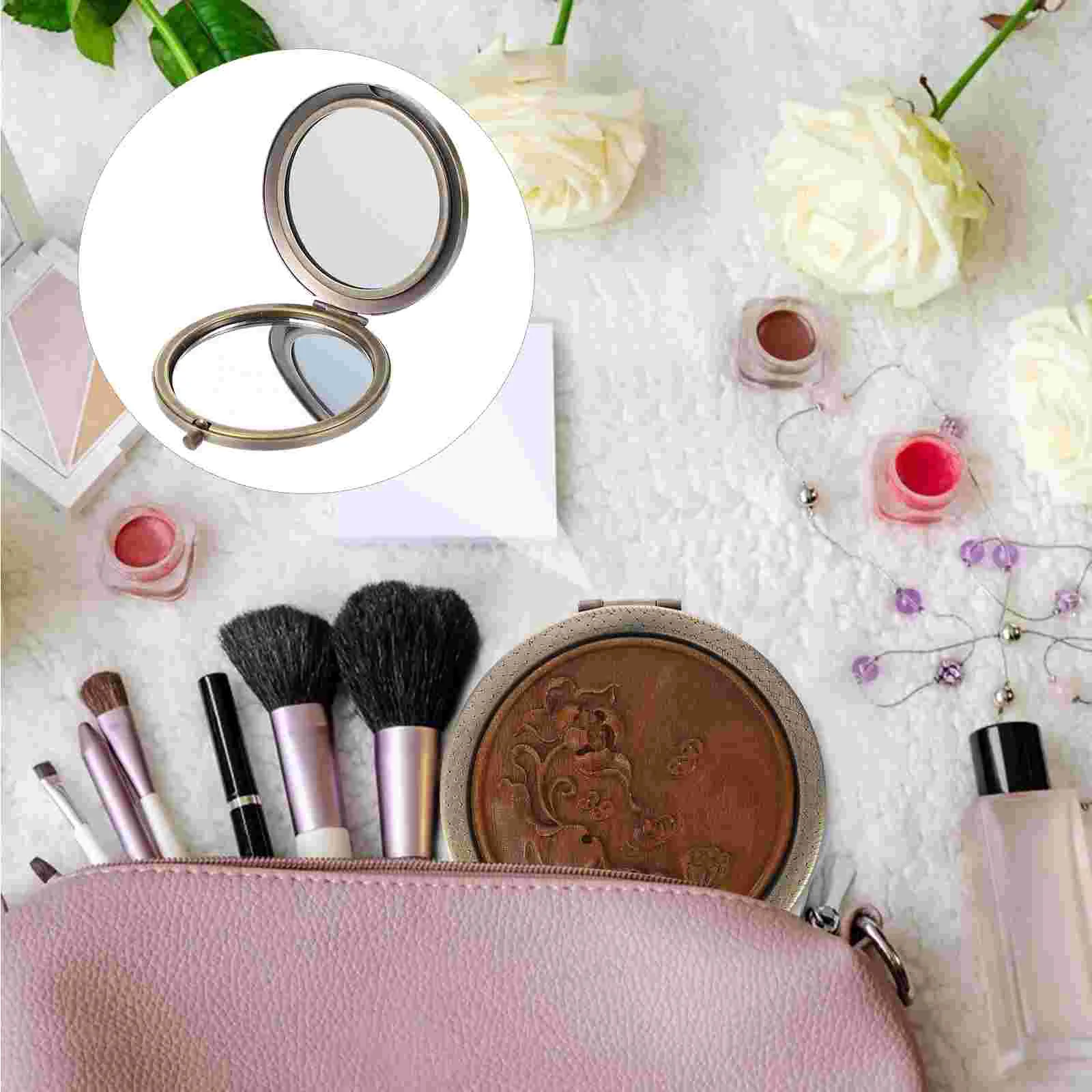 Small Round Mirror Girls Pocket Mirrors Women Tool Ladies Purse Makeup Fine Travel