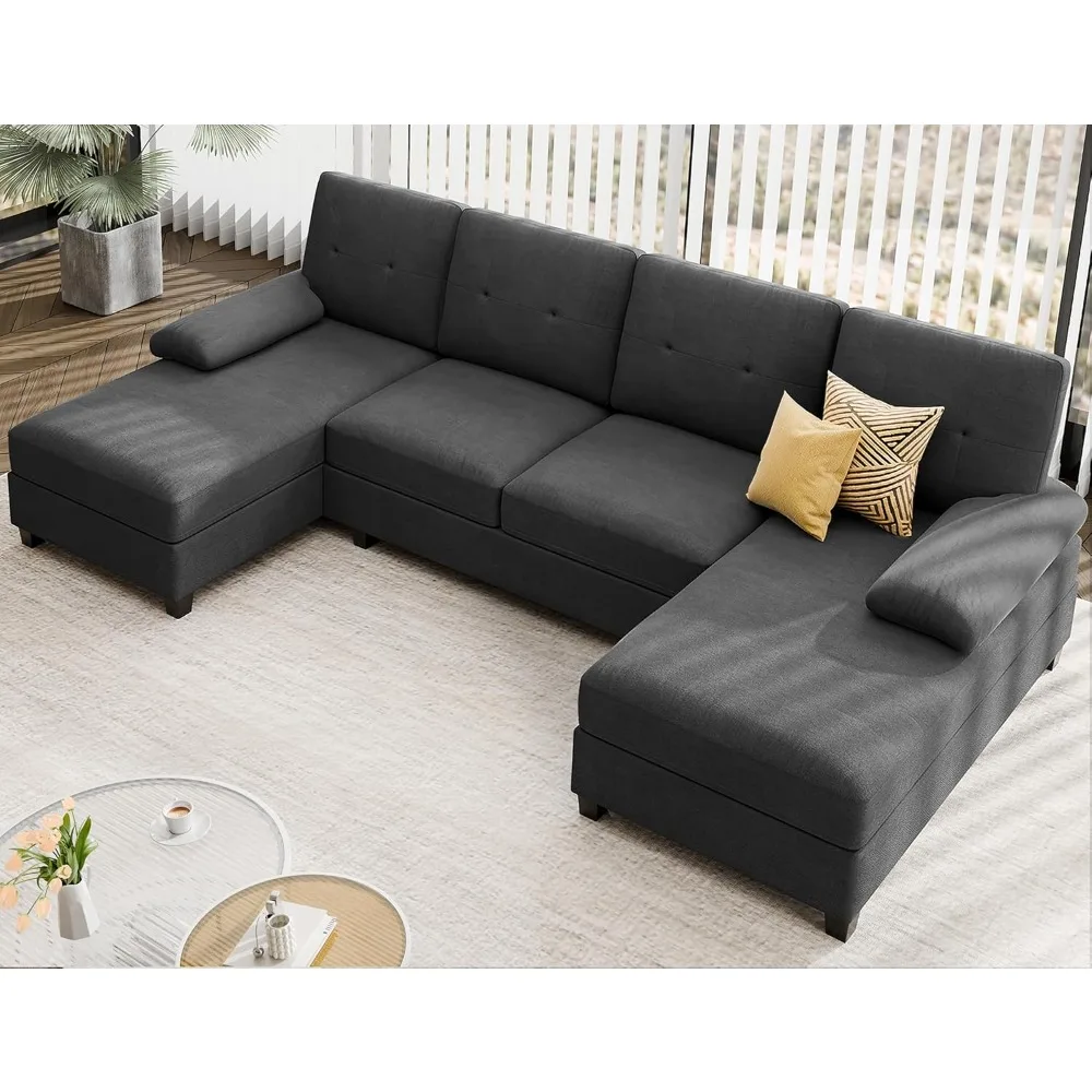 Sectional Sofa Couches for Living Room, Living Room Furniture Sets Clearance, 4 Seat U Shaped Sofa Sectional