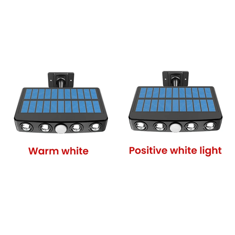Luces solares para exteriores con Sensor de movimiento, luces solares con 4 cuentas LED, IP65 impermeables para jardín, porche, patio, luz blanca cálida