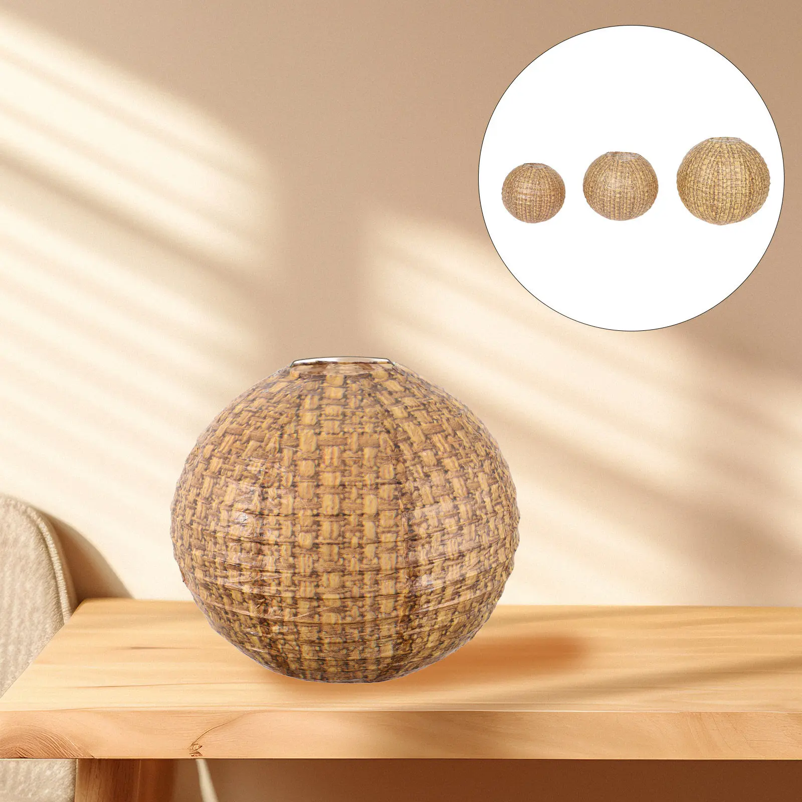 

9Pcs Rustic Burlap Paper Round Lantern Set Hanging Decorative Lanterns for Wedding Party Farmhouse Indoor Outdoor Decor