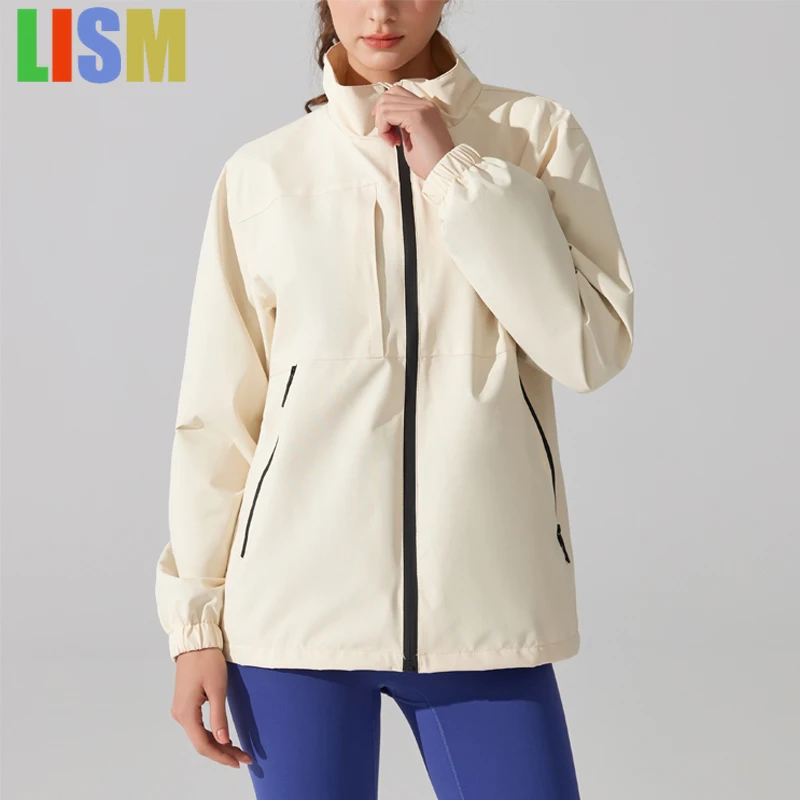 

LISM Women's Rain Jacket Clothing Lightweight Waterproof Rain Coat Full Zipper Windbreaker Coat Shell for Hiking Camping Running