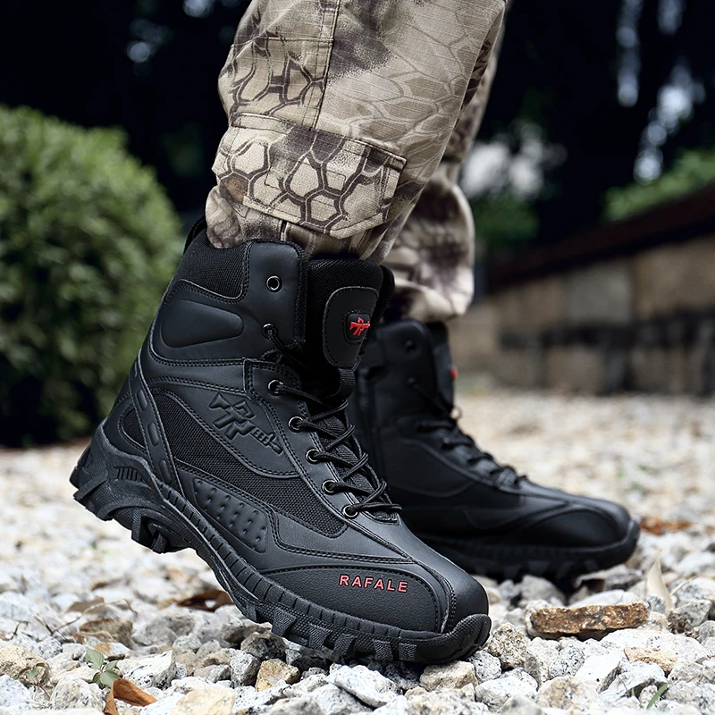 

Hiking Shoes Men Shoes Anti-slip Thick-soled Tactical Boots Men Casual Lace-up Durable Breathable High-top Boots Ankle Boots Men