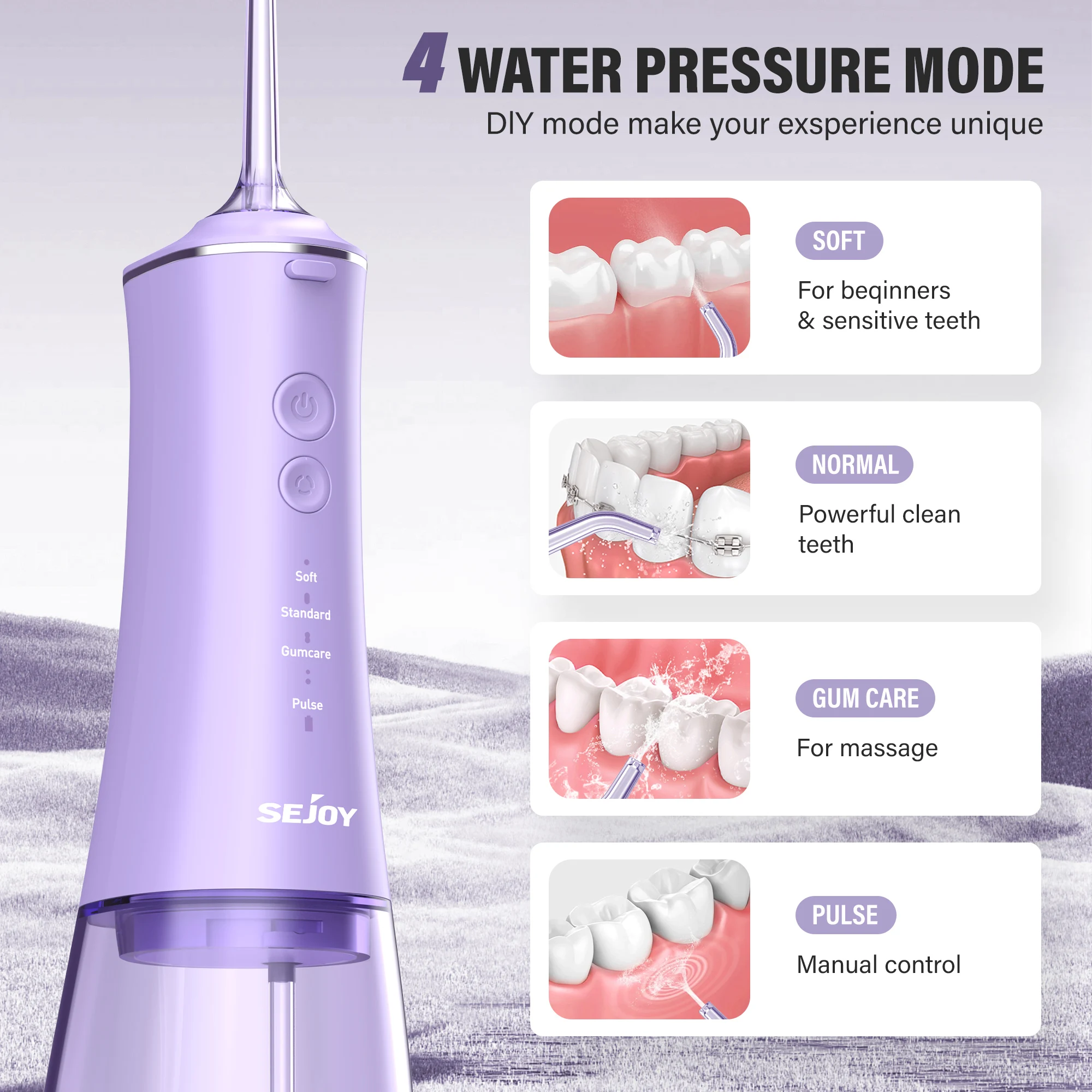 Oral Irrigator Portable Dental Water Flosser Thread Teeth Pick Mouth Washing Machine Rechargeable IPX7 Waterproof Teeth Cleaner