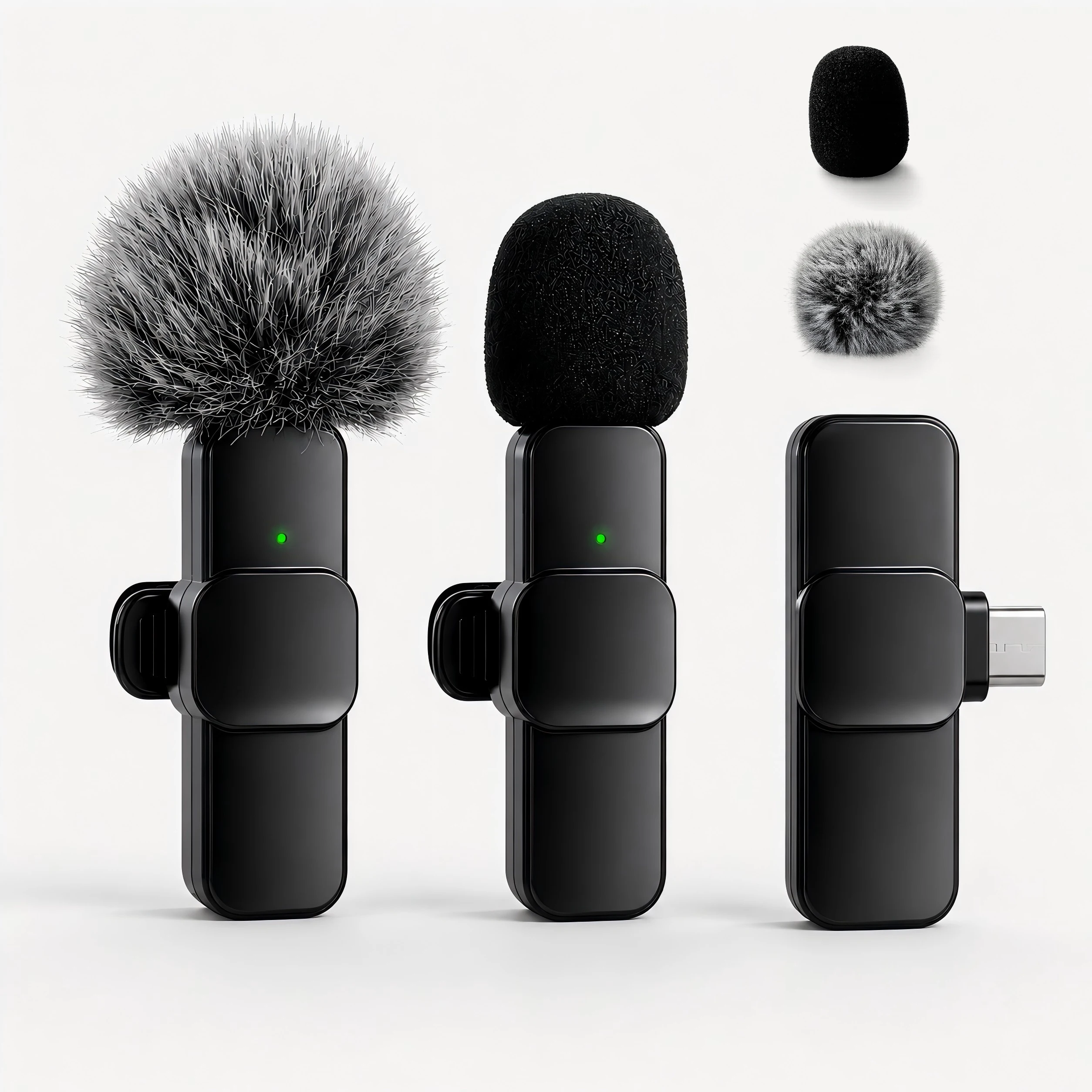 Microfone de Lapela Sem Fio, Interface Tipo-C, Redução de Ruído, Plug and Play, Ideal para Gravação de Vídeos, Entrevistas, Transmissões Ao Vivo