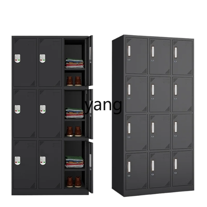 LHH black staff storage tin cabinet gym induction password lock locker