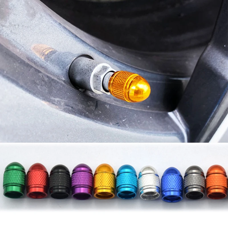 4/8pcs Aluminum Alloy Car Wheel Tire Valve Caps Bullet Tyre Valve Cap Motorcycle Bike Tire Rim Stem Cover Dust Proof Nipple Caps