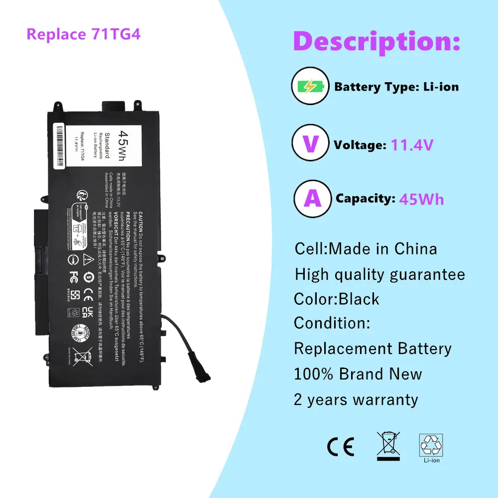 Laptop Battery For Dell Latitude 5289 E5289 7390 7389 2-in-1 L3180 71TG4 725KY CFX97 K5XWW view 3