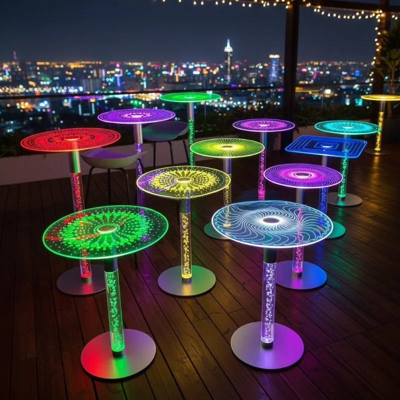 Nightclub LED lighting plastic bar table set