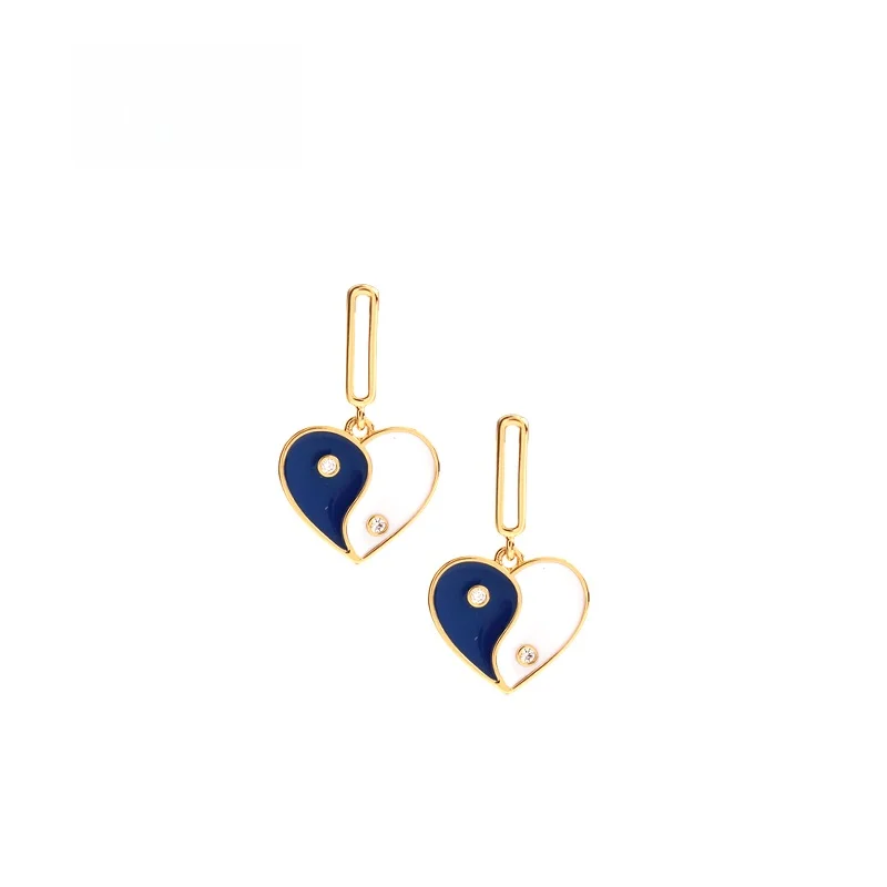 

Creative Chinese Style Heart Shaped Tai Chi Diagram Earrings Fashionable Women's Jewelry Gift Sumni out New Design