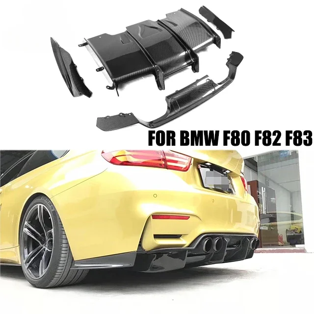 4PCS PSM Type Car Parts Carbon Fiber Rear Diffuser For BMW   F80/M3 F82 F83/M4 2014-2019