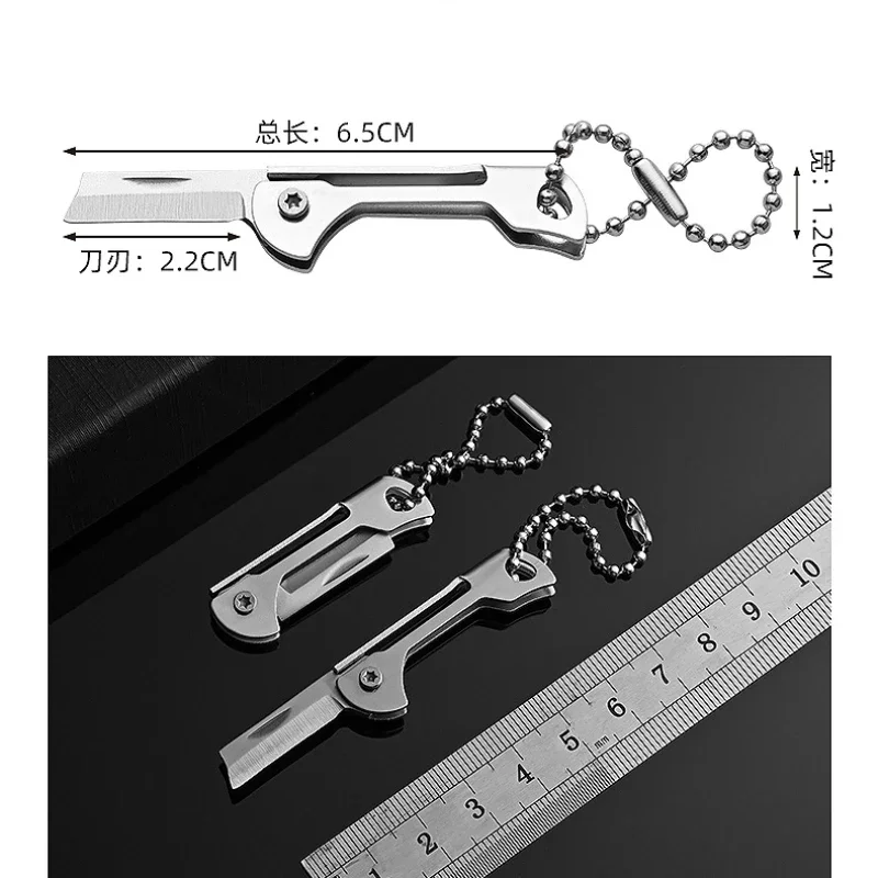 Outdoor Camping Equipment  Stainless Steel Fold Knife Mini Square Head Multi-function Pocket Keychain Pendant  Multitool