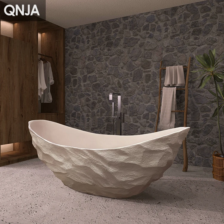 Factory  Artificial Stone Freestanding Luxury Spa Bathtub with Personalized Design for Hotel and Modern Home Soaking Tub
