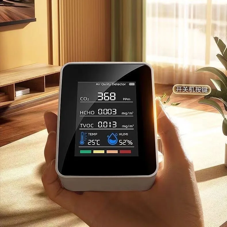 Carbon dioxide detector tvoc co2 air quality monitor - large capacity & portable