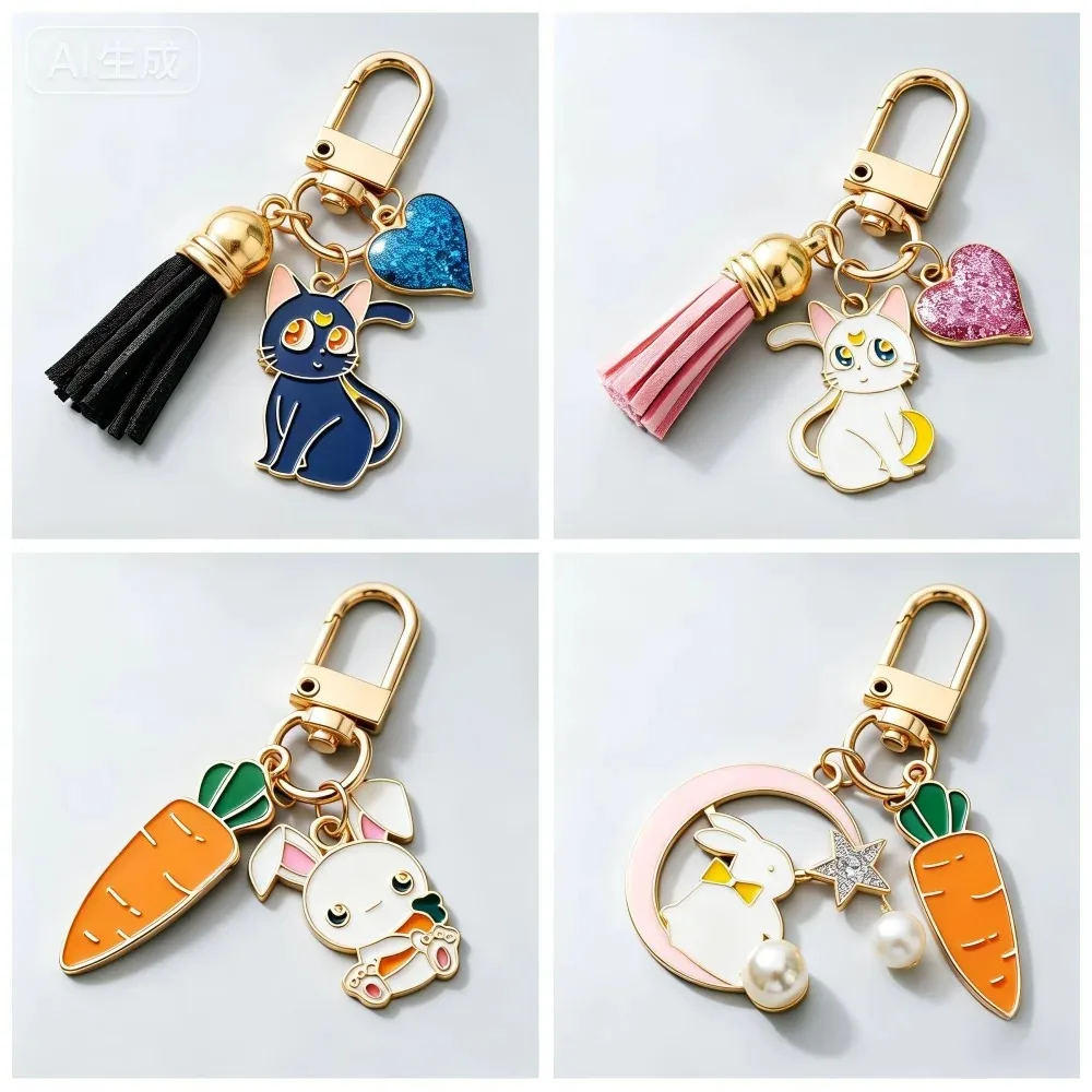 

Original Fashion Cute Bag Keychain Animal Combination Pattern Pendant Accessories Keyring Metal Creative Floral Women Gifts