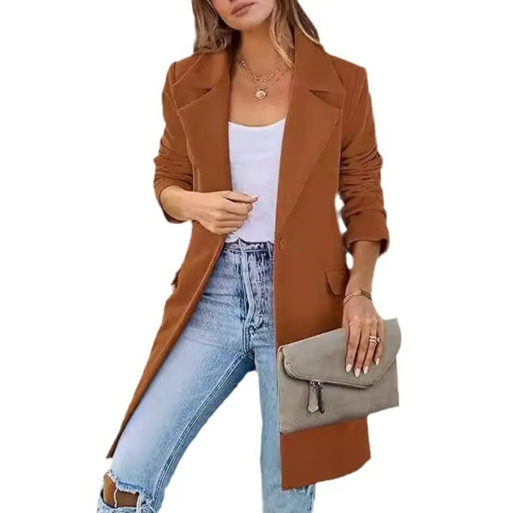 

Women's plus Size Woolen Coat Autumn Winter Button-Up Cardigan Fashionable Outerwear for plus Size Women